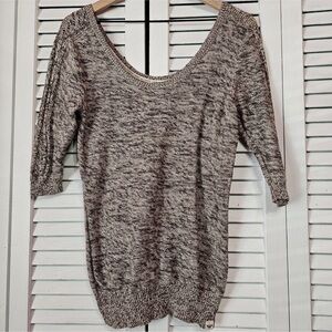 Roxy - Cream and‎ Brown Scoop Sweater
